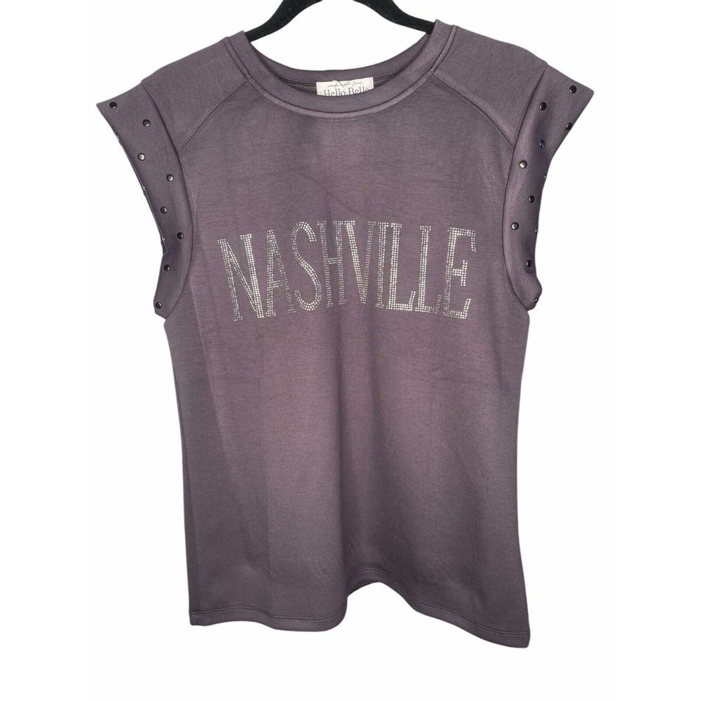 Nashville Bling blouse women's size small sleeveless gray